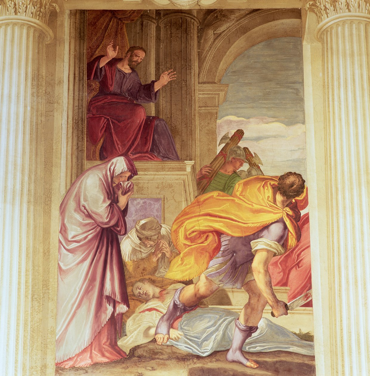 Murder of the Virgin (fresko) av Giambattista (1526 78) Zelotti