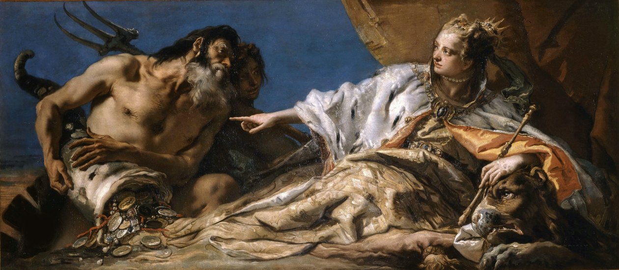 Neptun tilbyr gaver til Venezia, ca. 1750. av Giambattista Tiepolo