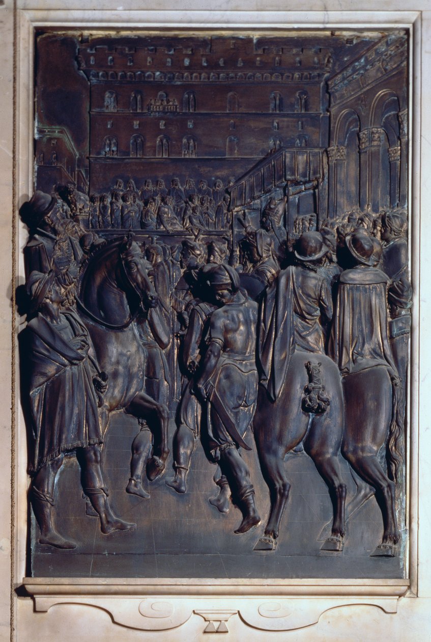 St. Agostino forkynner for florentinerne, relieff fra Salviati-kapellet (bronse) av Giambologna