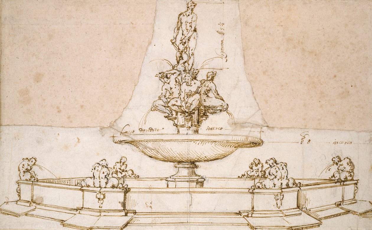Design for en fontene, sent på 1500-tallet av Giambologna