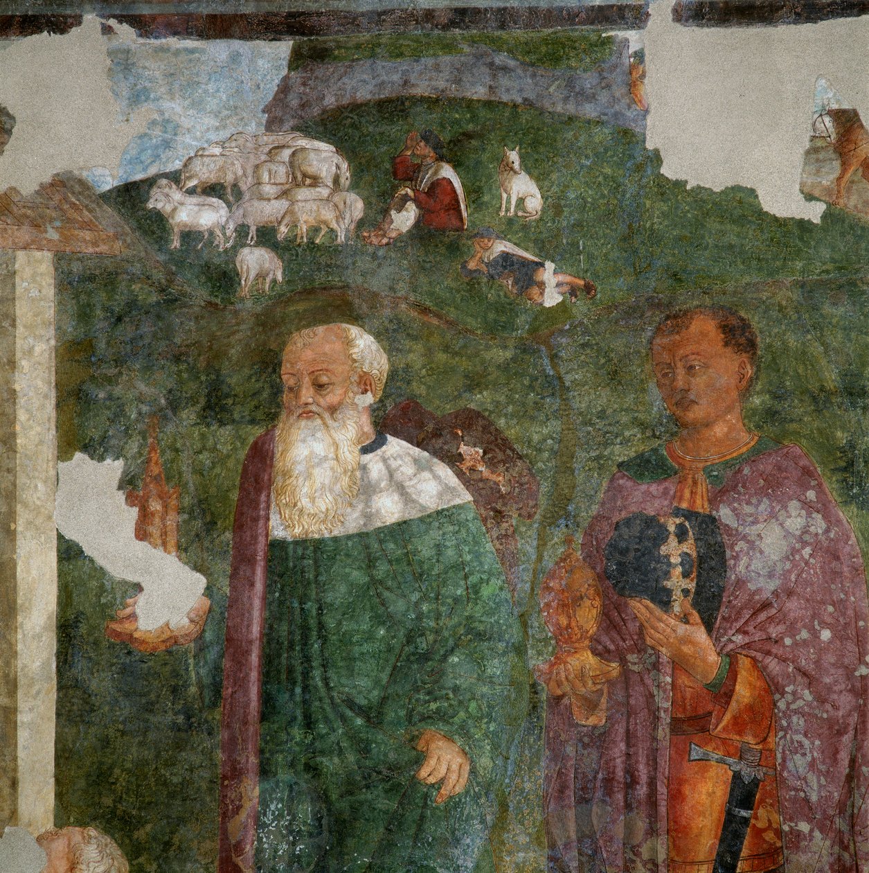 To konger, detalj fra tilbedelsen av magiene av Gianfrancesco da Tolmezzo