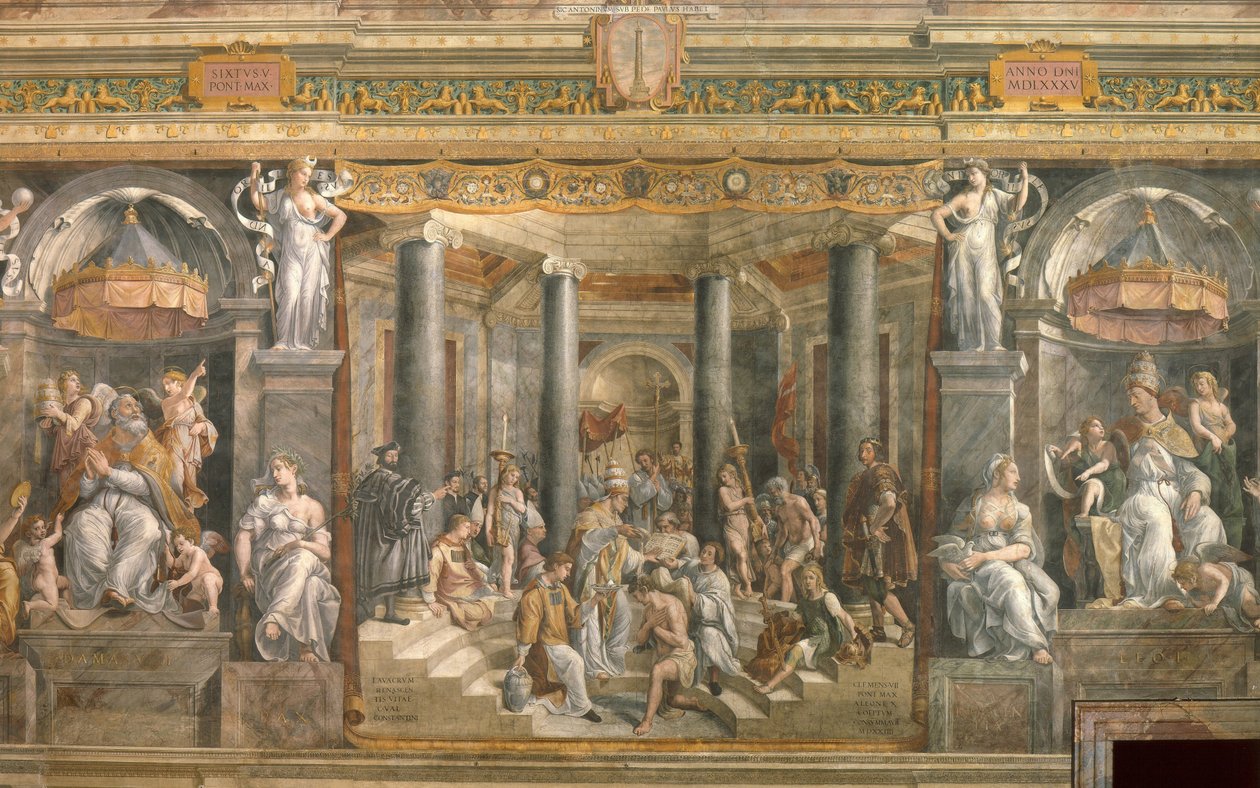 Dåpen til Konstantin, 1517-1524 av Gianfrancesco Penni