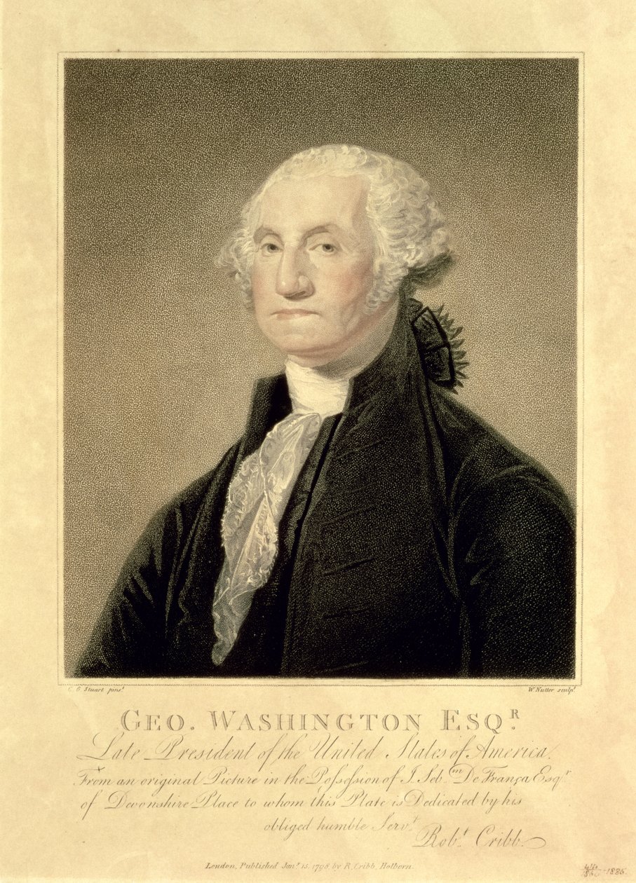 Portrett av George Washington, gravert av William Nutter, pub. av Robert Cribb, 1798 av Gilbert Stuart