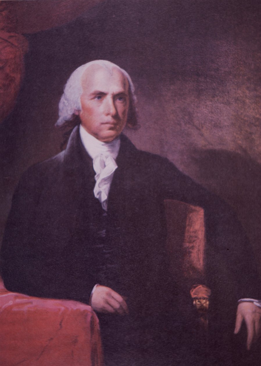 James Madison (farge litho) av Gilbert (after) Stuart