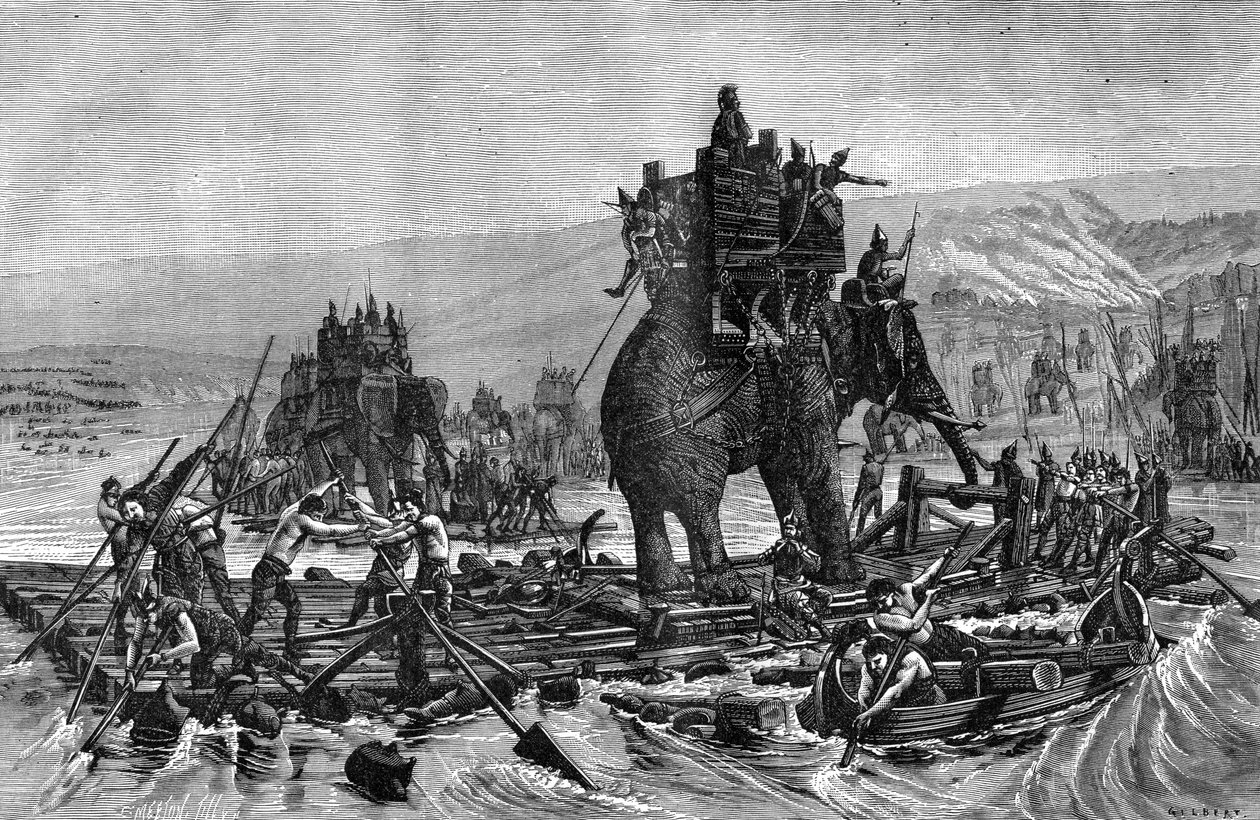 Hannibal krysser Rhone, 218 f.Kr. 1882-1884 av Gilbert