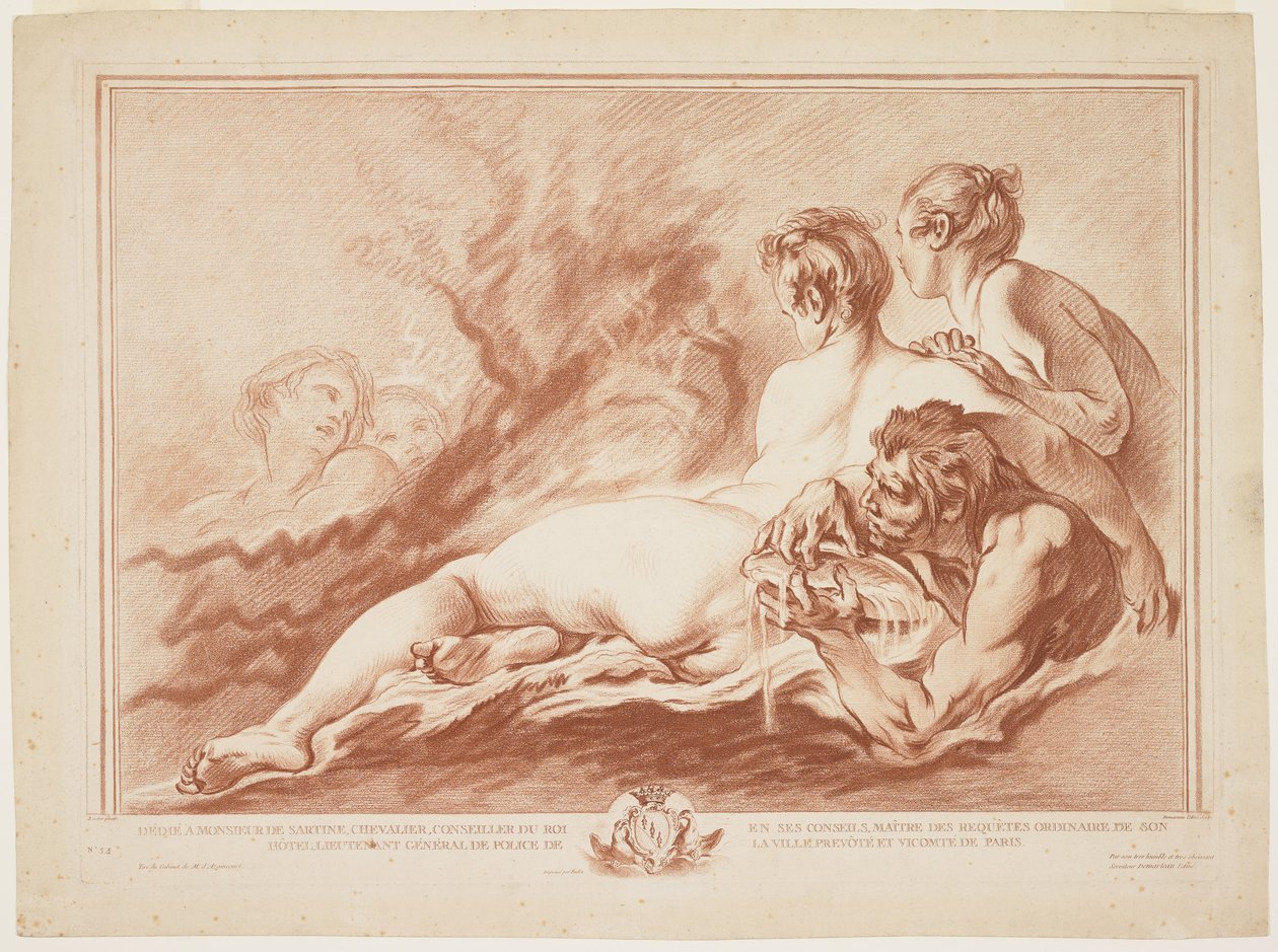 Nereids og Triton, ca. 1762 av Giles Demarteau