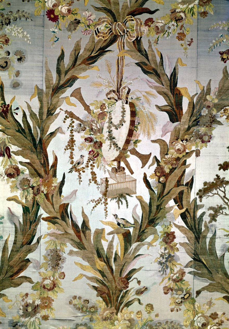 Veggmaleri silke of the Empress Bedroom, 1787 (silke) (detalj) av Gilles Gaudin