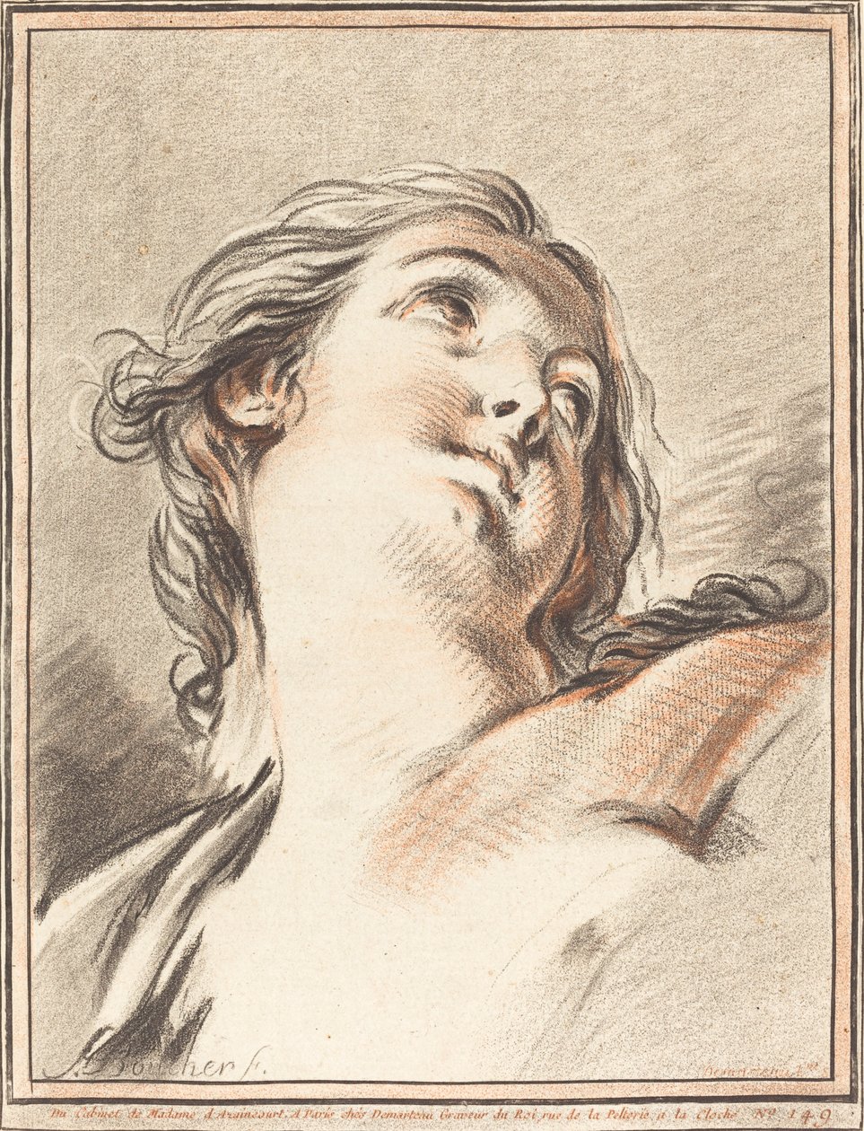 Leder for en kvinne som ser opp, 1767. av Gilles Demarteau