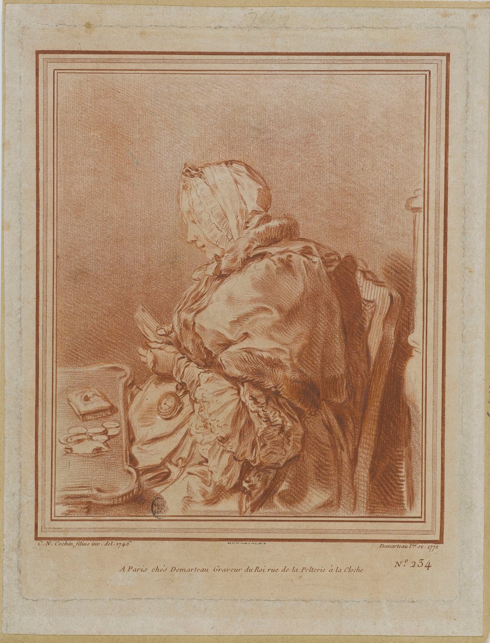 Portrett av Madame Geoffrin 1699-1777, 1770. av Gilles Demarteau