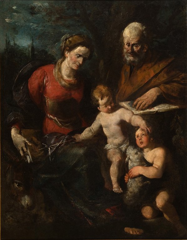 Sts. Anne, Joachim og døperen Johannes med Jesusbarnet av Gioacchino Assereto
