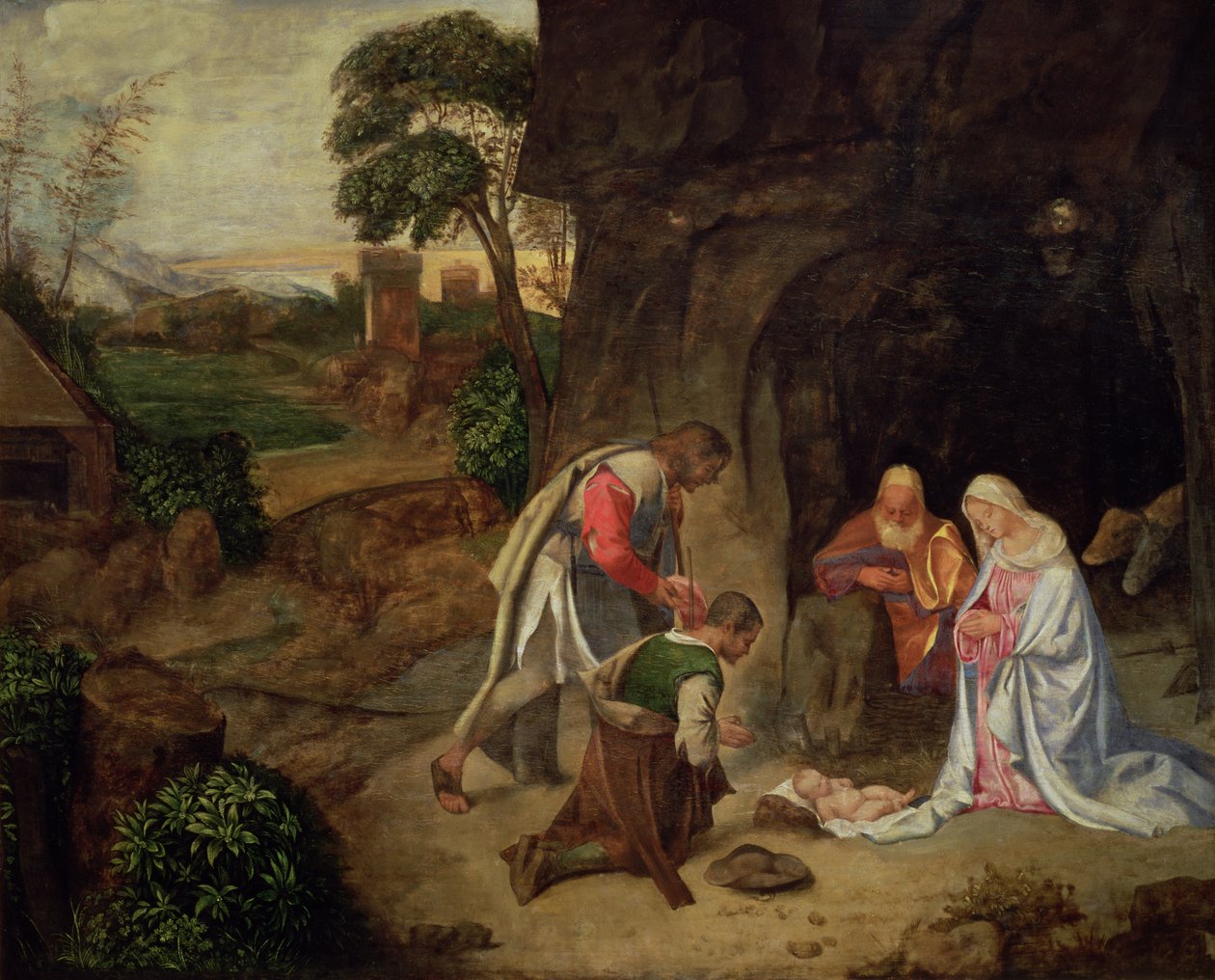 Tilbedelse av hyrdene, 1510 (panel) av Giorgio Giorgione