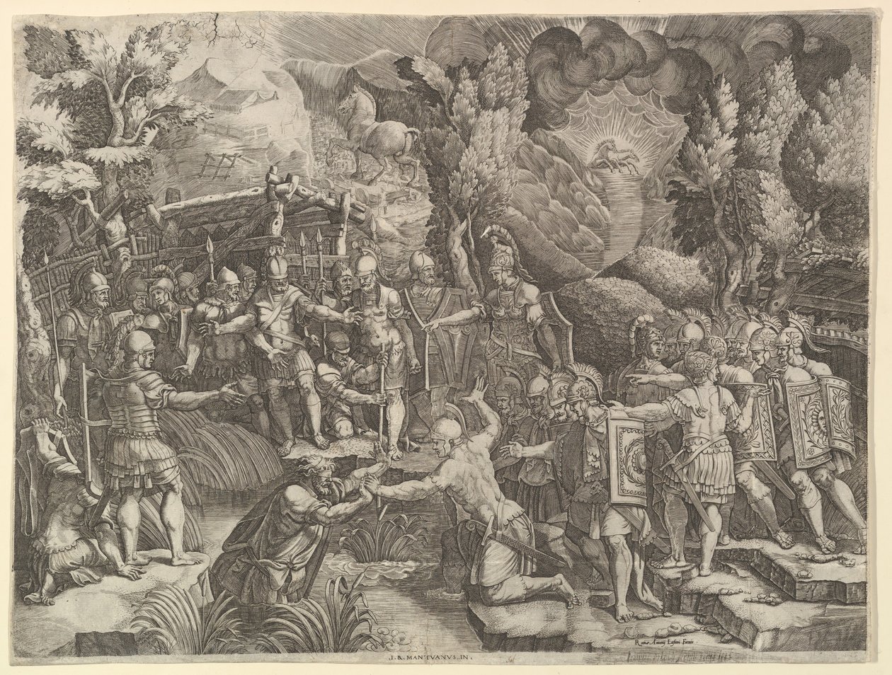 Sinon Deceiving the Trojans, midten av 1540-tallet. av Giorgio Ghisi