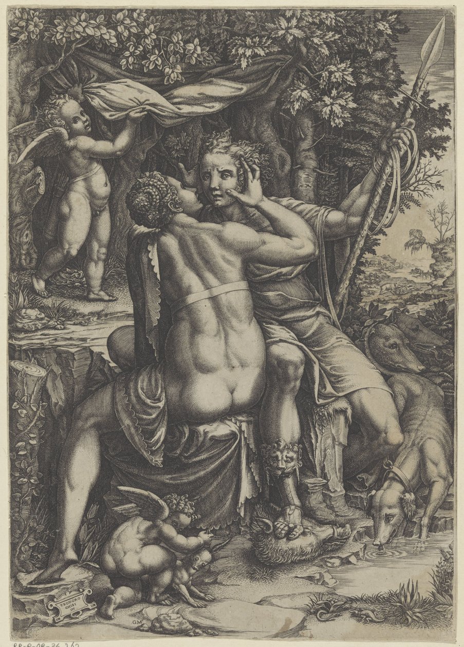 Venus og Adonis av Giorgio Ghisi