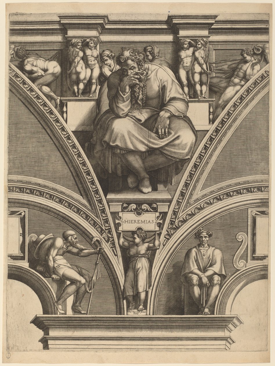 Profeten Jeremia av Giorgio Ghisi after Michelangelo