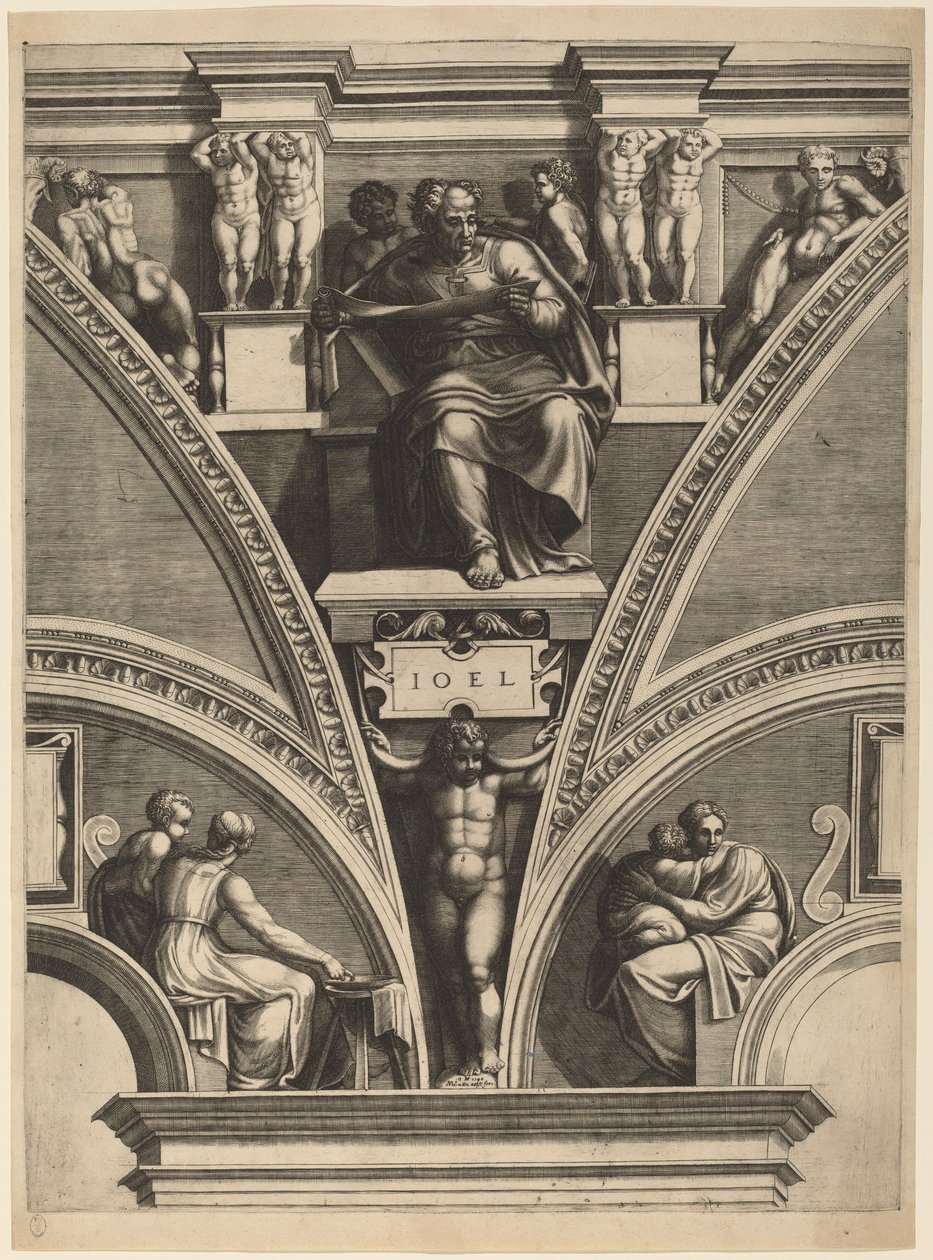 Profeten Joel av Giorgio Ghisi after Michelangelo