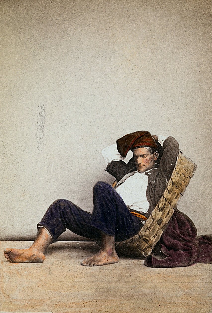 "Lazzarone" (napolitansk hjemløs tigger). Napoli av Giorgio Sommer