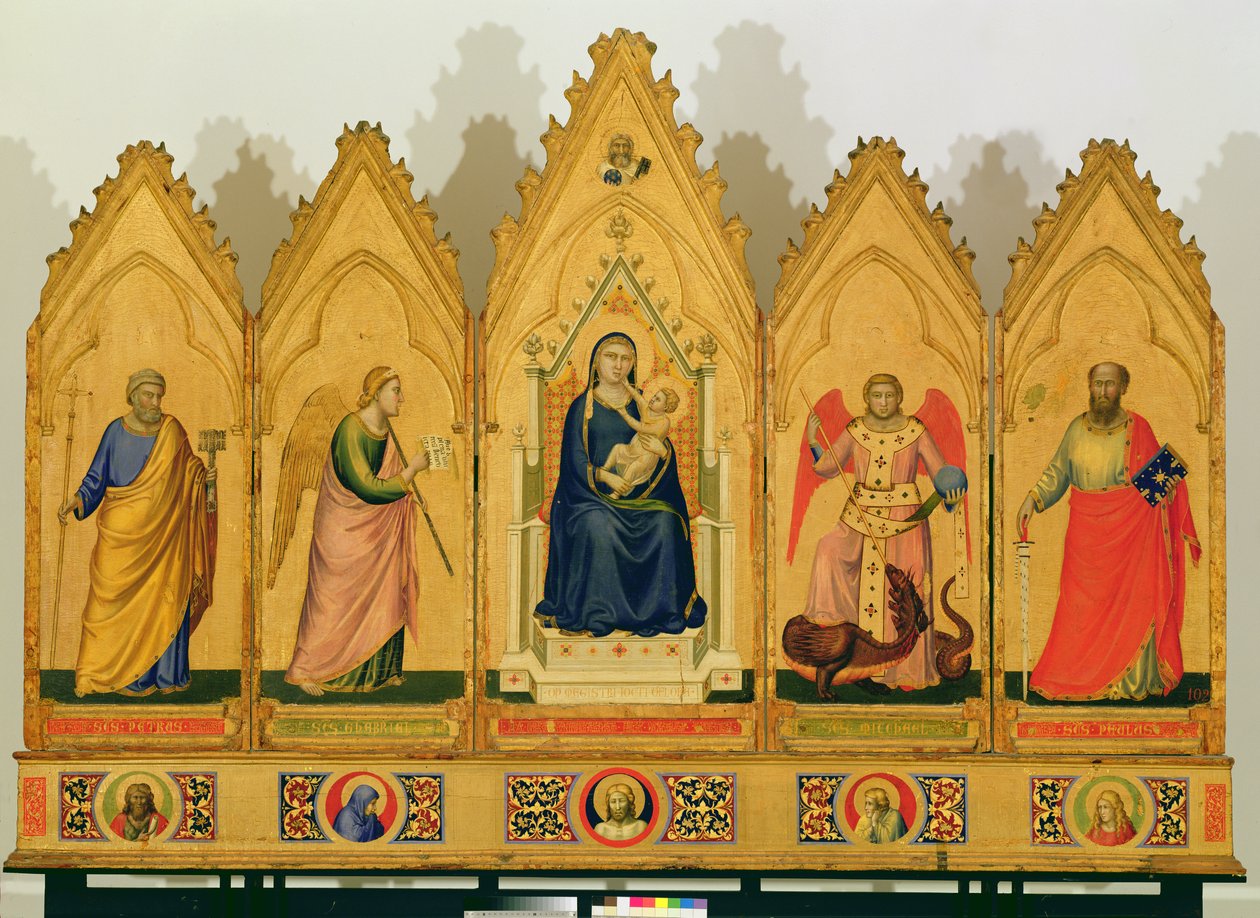 Polyptych of the Virgin and Child flankert av hellige, 1333-34 (tempera på panel) av Giotto di Bondone