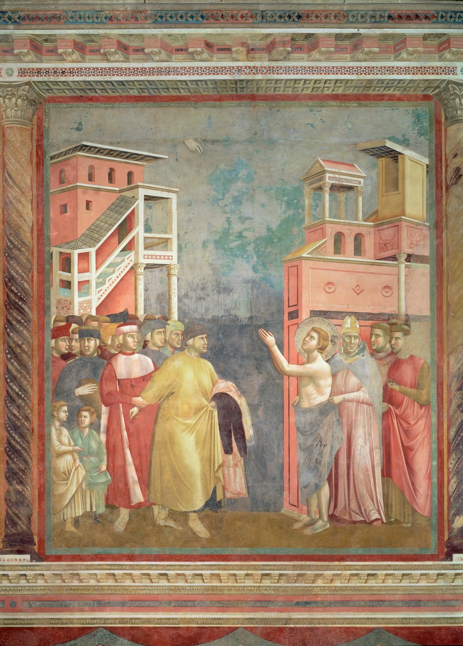 St. Francis gir avkall på sin fars goder og jordiske rikdom, 1297-99 av Giotto di Bondone