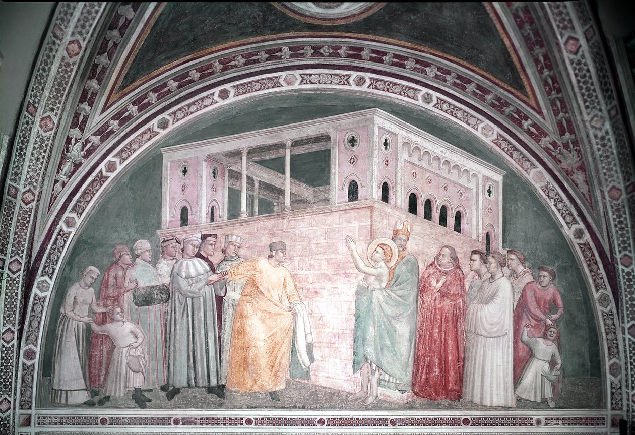 St. Francis gir avkall på sine verdslige goder, fra Bardi-kapellet, ca. 1320 av Giotto di Bondone