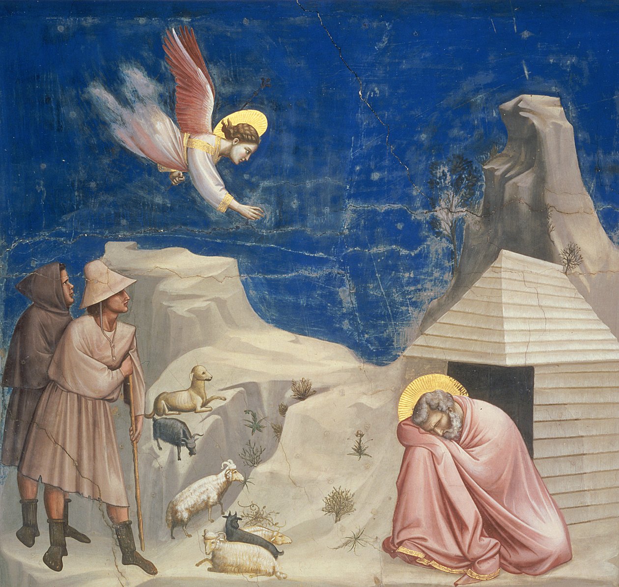 Drømmen om Joachim, ca. 1305 av Giotto di Bondone