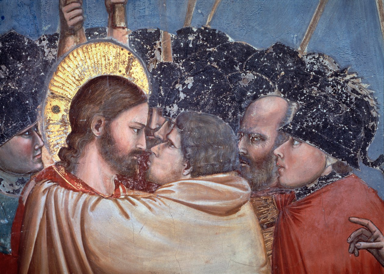 Kysset til Judas. Detalj (fresco av Giotto (c.1266 1337)