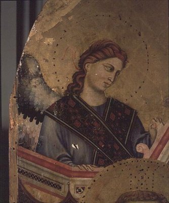 Angel fra Madonna and Child Enthroned av Giotto di Bondone