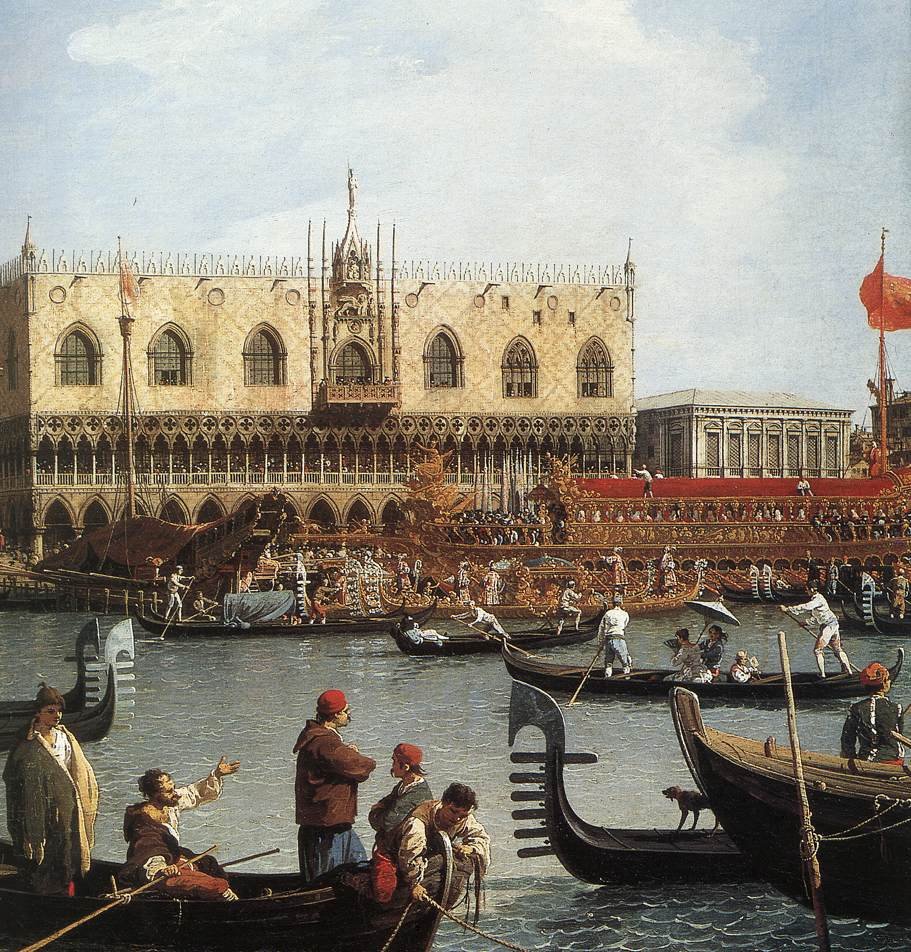Returnering av Bucentoro til Molo på Kristi Himmelfartsdag (detalj) av Giovanni Antonio Canal