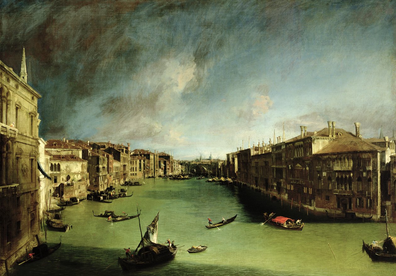 Canal Grande, utsikt over Palazzo Balbi mot Rialtobroen, 1724 av Giovanni Antonio Canal