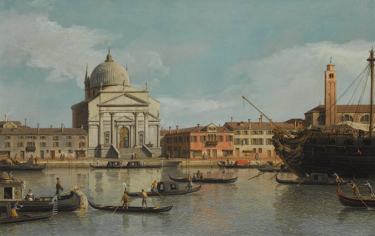 Venezia, utsikt over kirker i Redentore og San Giacomo av Giovanni Antonio Canal