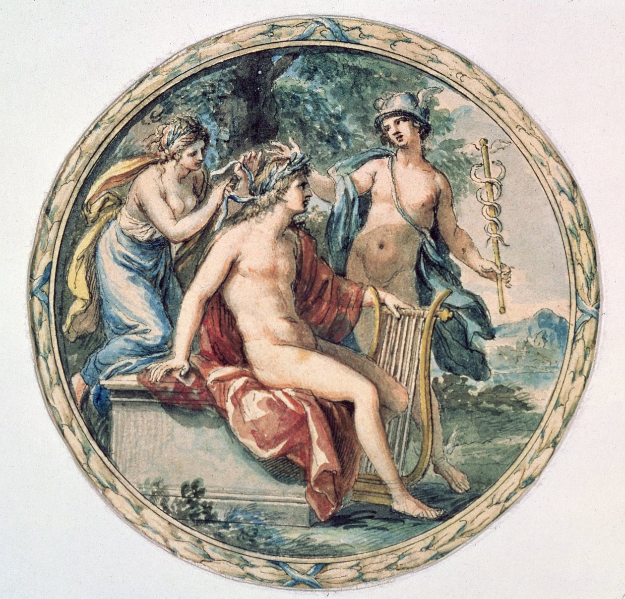 Apollo med sin Lyre, Mercury and a Muse av Giovanni Battista Cipriani