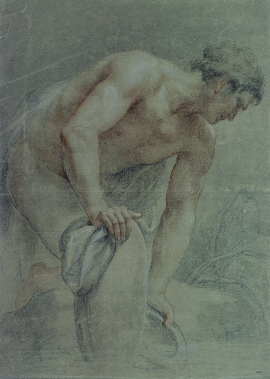 Figur av en kriger, delvis drapert, 1700-tallet (tegning) av Giovanni Battista Cipriani