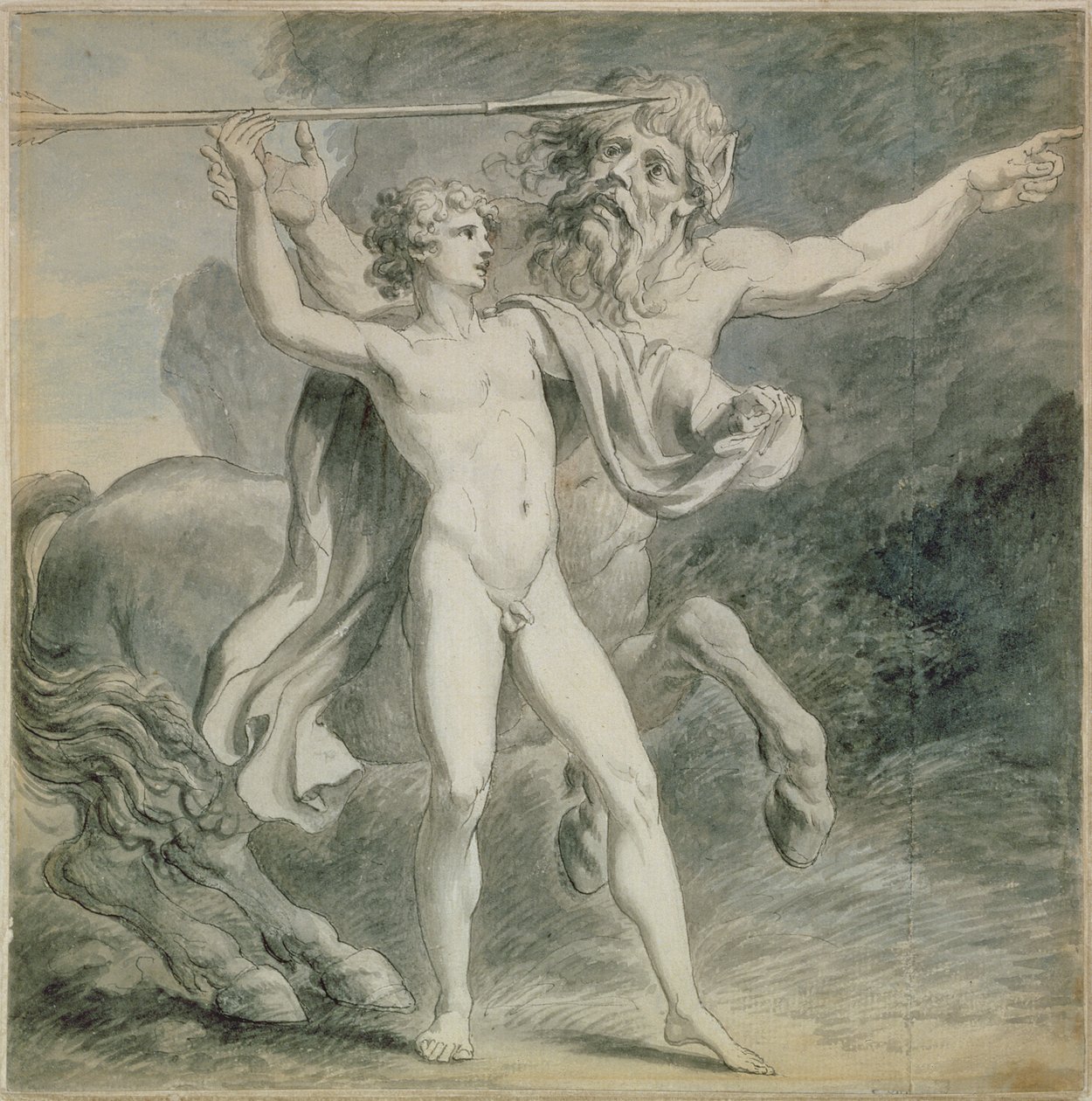 The Education of Achilles, 1776 (penn og blekk med grå vask på papir) av Giovanni Battista Cipriani