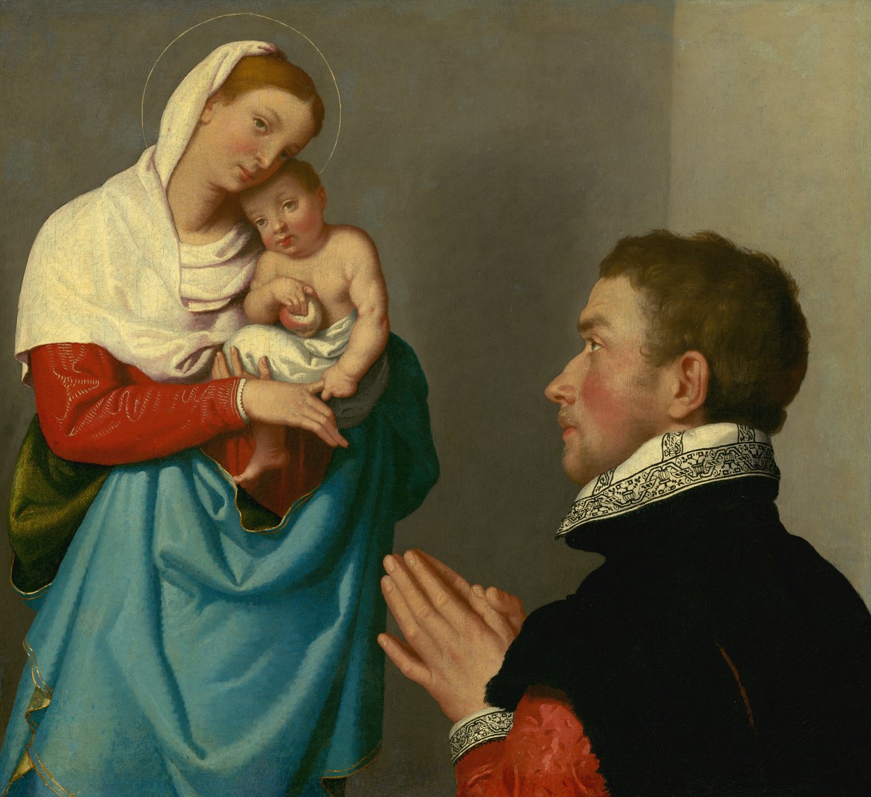 En herre i tilbedelse før Madonna av Giovanni Battista Moroni