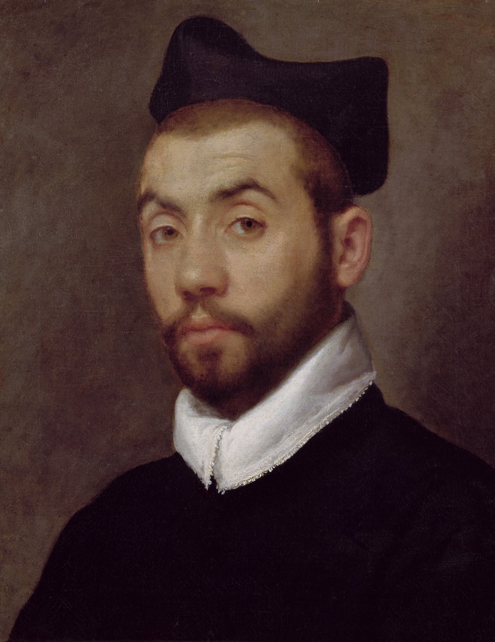Portrett av en mann, antatt å være Clement Marot (ca. 1495-1544) av Giovanni Battista Moroni