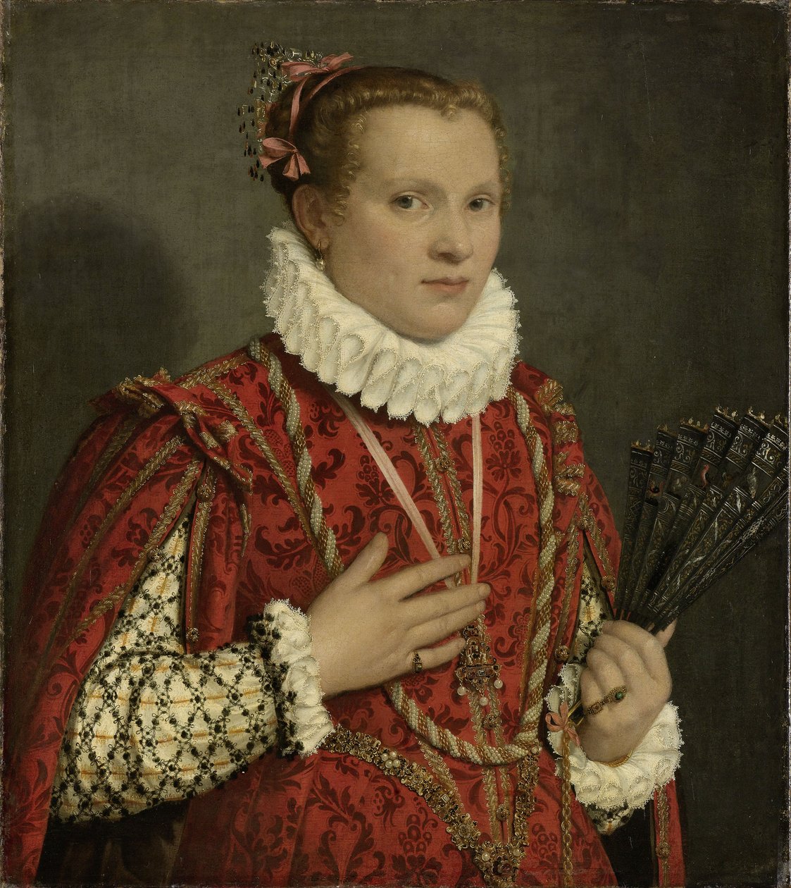 Portrett av en ung kvinne, 1560-78 av Giovanni Battista Moroni
