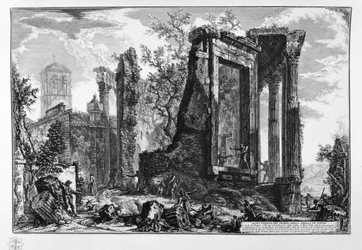 ANDRE VISNINGER AV SIBYLENS TEMPEL I TIVOLI av Giovanni Battista Piranesi