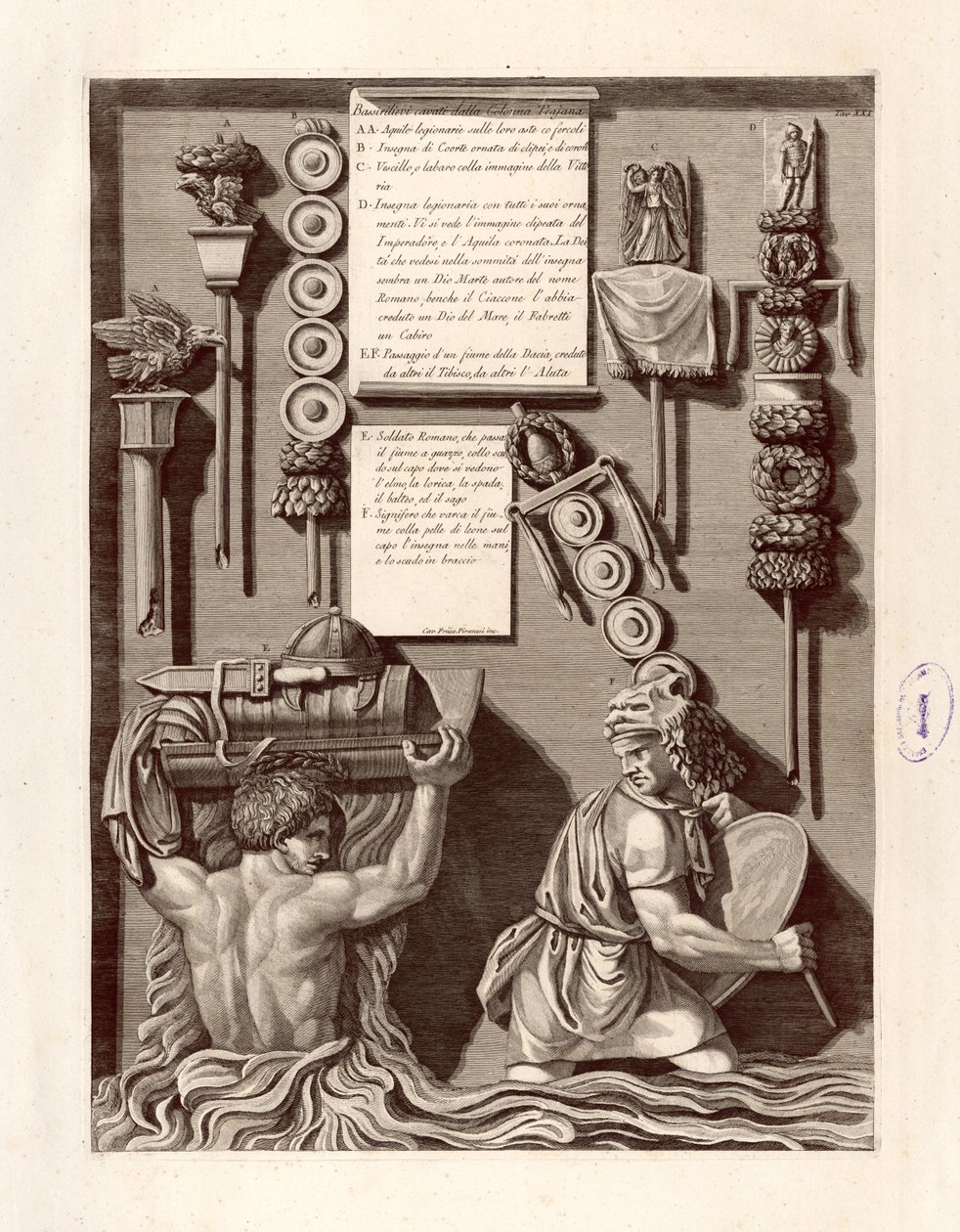 Bas-relieffer gravd ut fra Trajans søyle av Giovanni Battista Piranesi