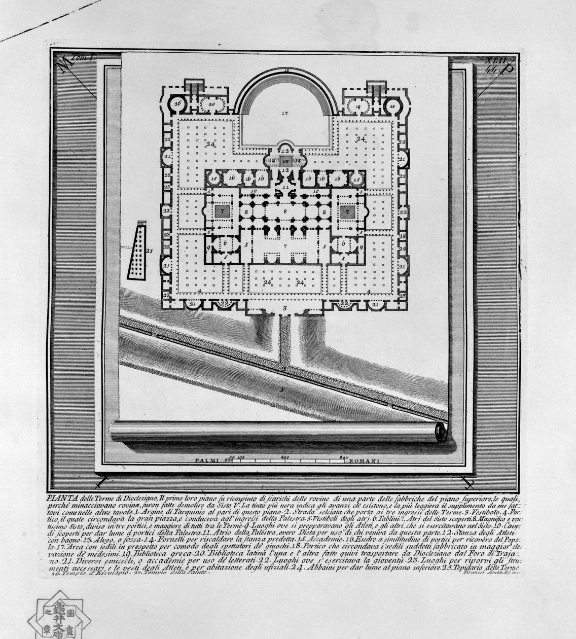 Plan over badene i Diocletian (Roma) av Giovanni Battista Piranesi