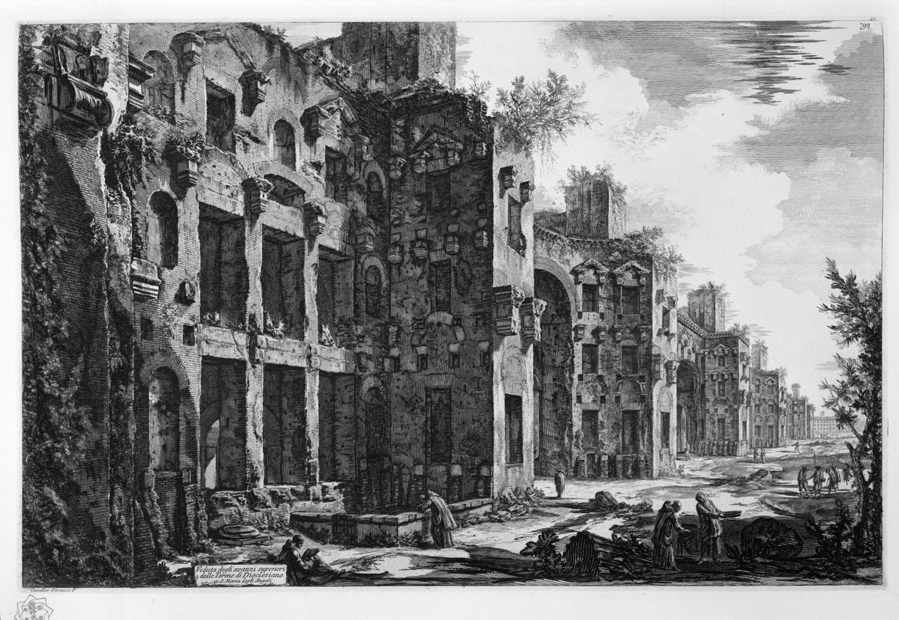 Utsikt over de øvre restene av Baths of Diocletian i S. Maria degli Angeli av Giovanni Battista Piranesi