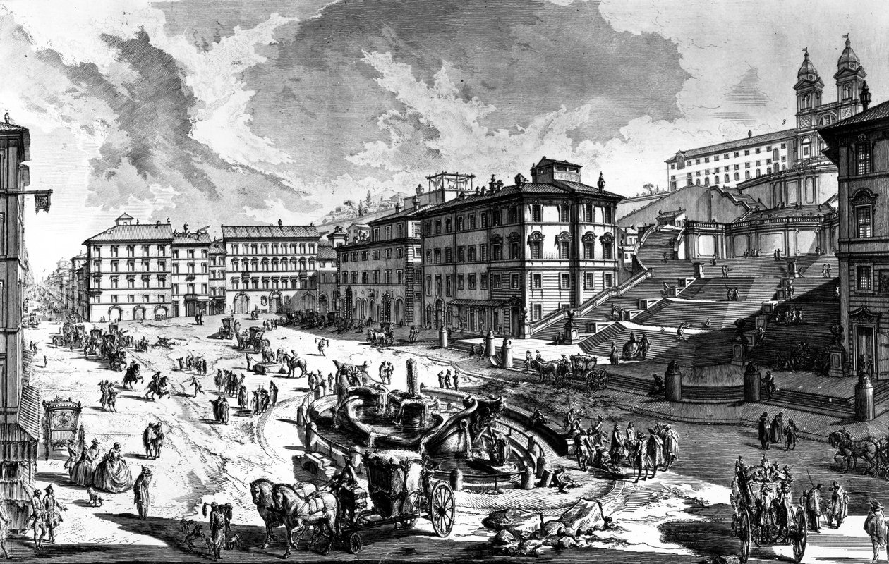Utsikt over Piazza di Spagna, fra 