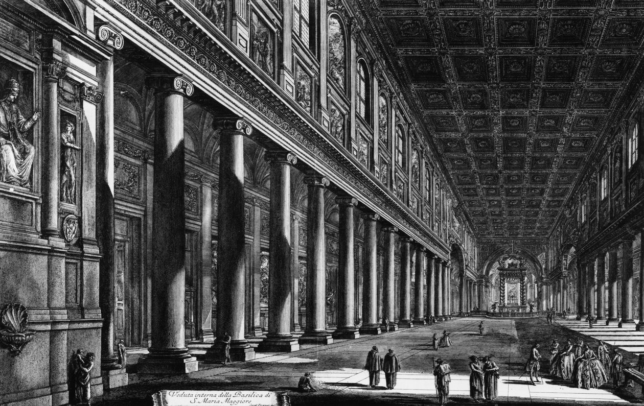 Utsikt over interiøret i Santa Maria Maggiore, fra 