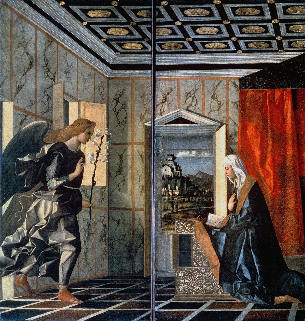 Bebudelsen (forhåndsrestaurering) av Giovanni Bellini