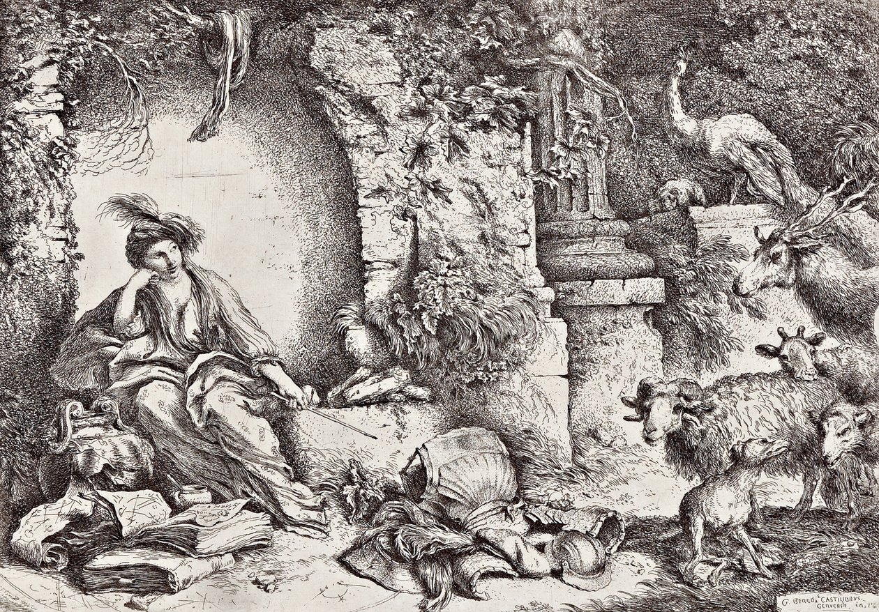 Circe med ledsagere til Ulysses ble til dyr av Giovanni Benedetto Castiglione