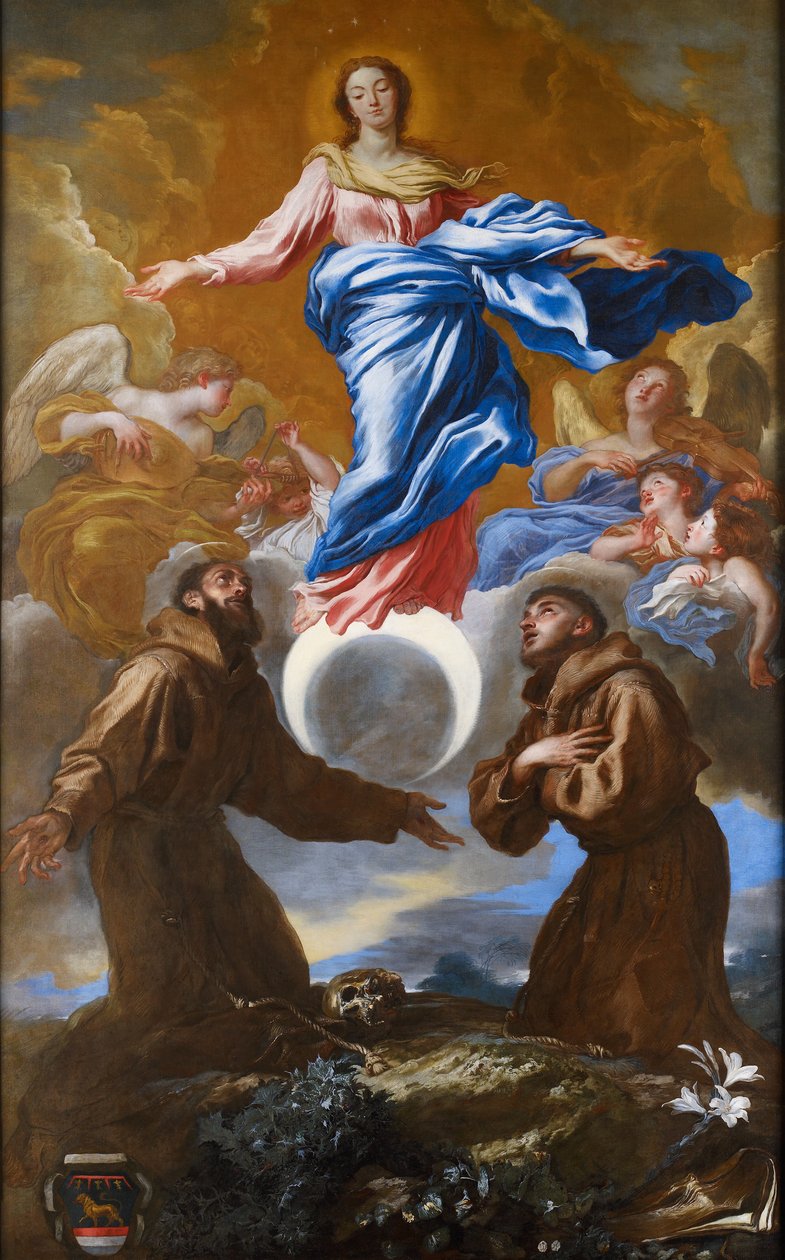 Den ubesmittede unnfangelsen med de hellige Frans av Assisi og Anthony av Padua, 1650 av Giovanni Benedetto Castiglione