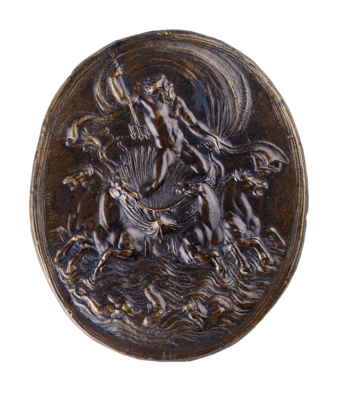 Neptun i disse vognene (som jeg) ca. 1530-1540 (bronse) av Giovanni Bernardi