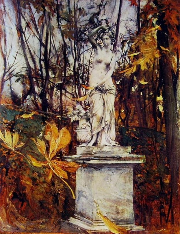 Statue i parken i Versailles tysk: Statue i parken i VersaillesnPolski: Posag w wersalskim parkun av Giovanni Boldini