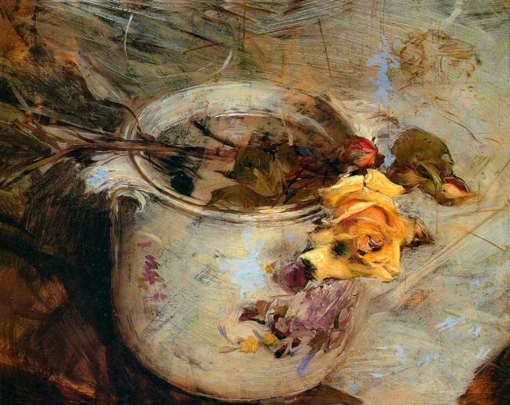 The Rose in Vase of SassonianTysk: Rosen in Vase von SassonianPolski: Roza w wazonie Sassoniin av Giovanni Boldini