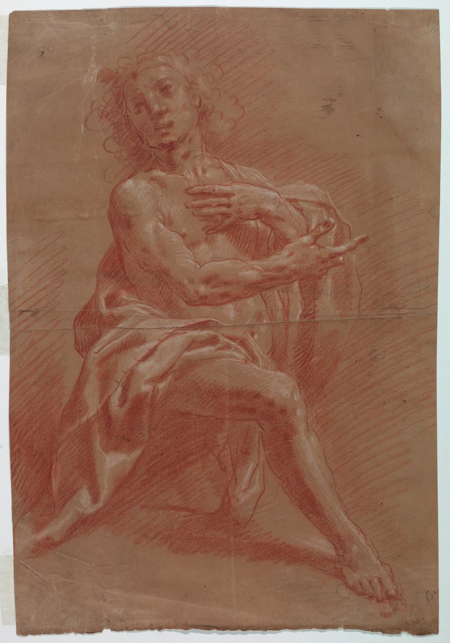 Knelende mann, for en tilbedelse av hyrdene av Giovanni Giacomo Barbelli
