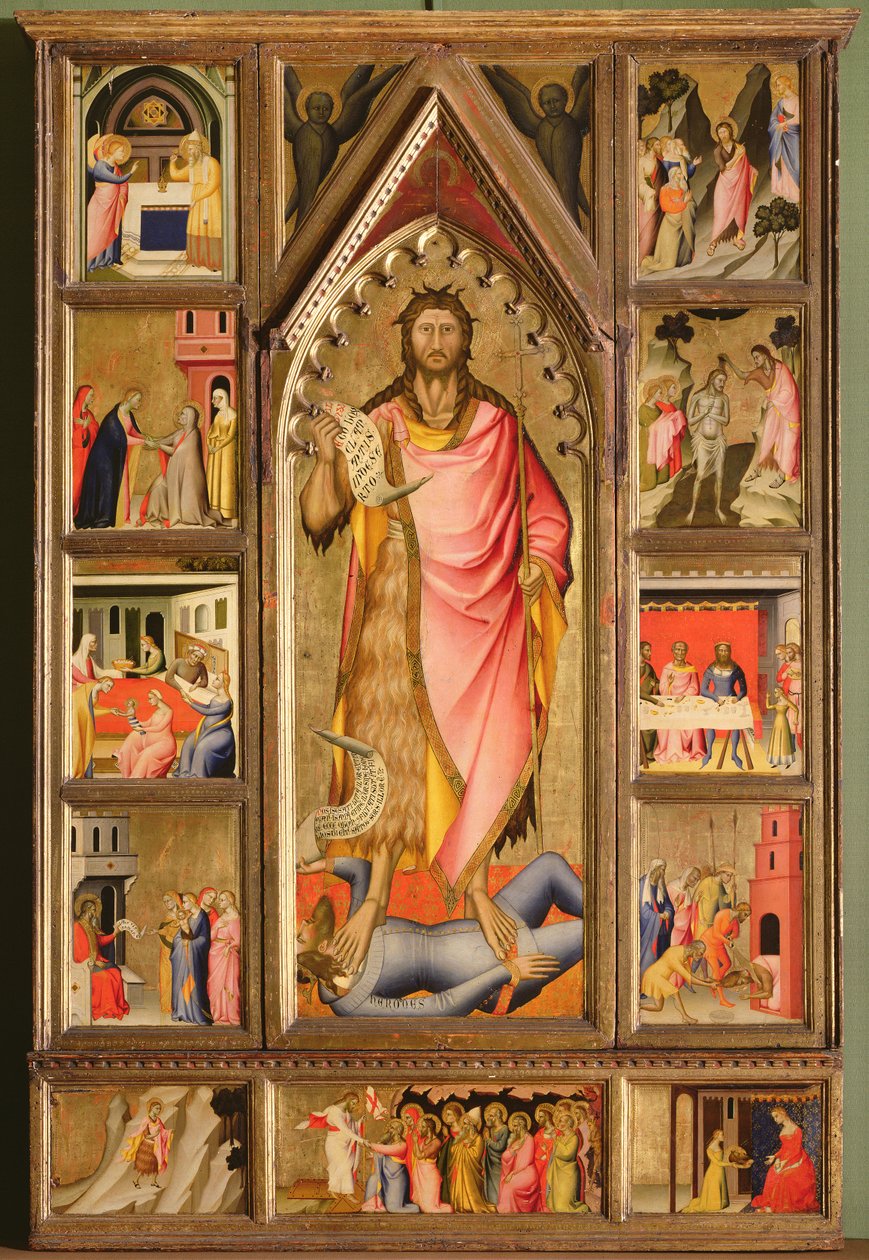 Døperen Johannes og scener fra hans liv (polyptyk) (tempera på tre) av Giovanni di Niccolo del Biondo