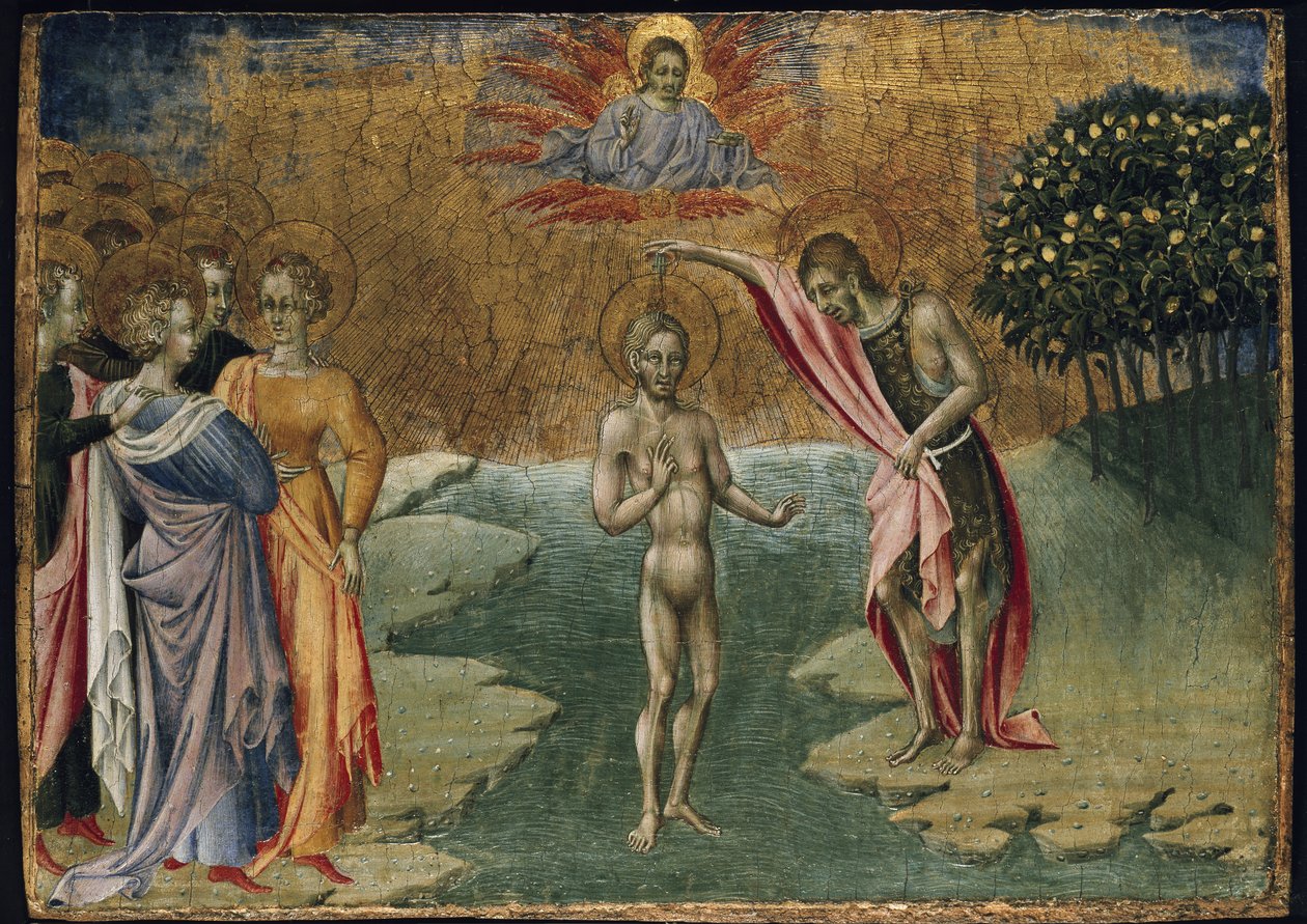 The Baptism of Christ, 1400-tallet (tempera på panel) av Giovanni di Paolo